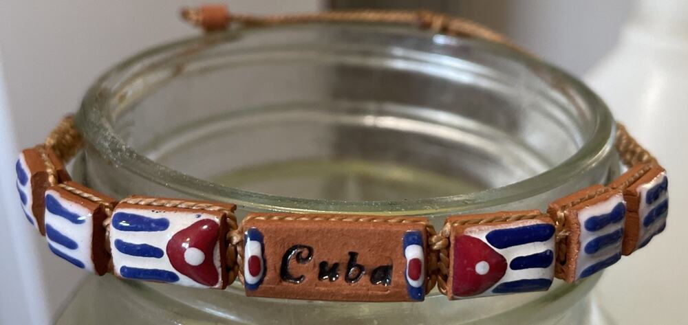 Nice Woven Cuba Flag Bracelet With Ceramic Charms adjustable strap